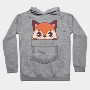 Kawaii fox in pocket design Hoodie